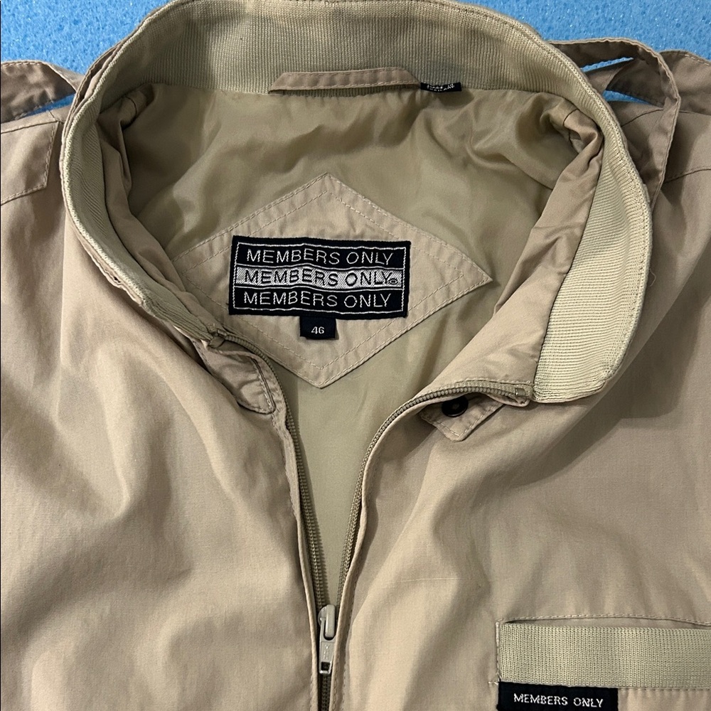 Men's Beige Members Only Jacket - Picture 2 of 7